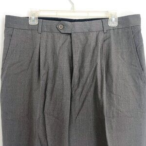 BOSS Hugo Boss Gray Single Pleated Wool Men's Dress Pants (36R)